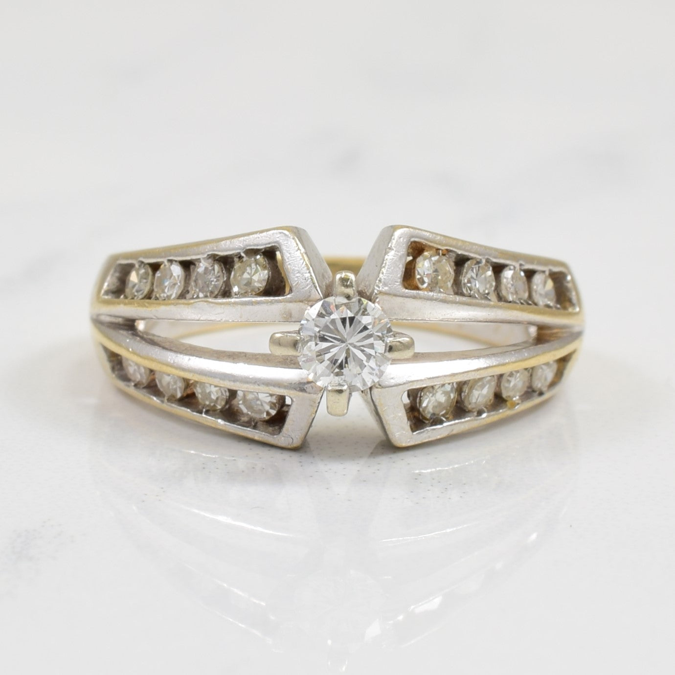 Angular Split Shank Diamond Ring | 0.41ctw | SZ 5.25 |