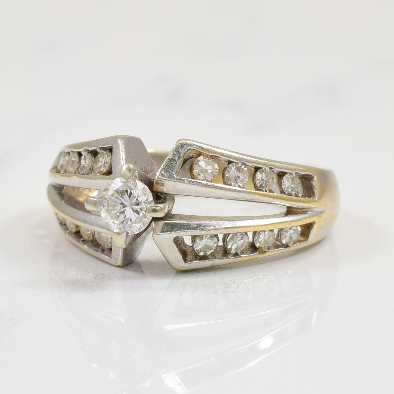 Angular Split Shank Diamond Ring | 0.41ctw | SZ 5.25 |