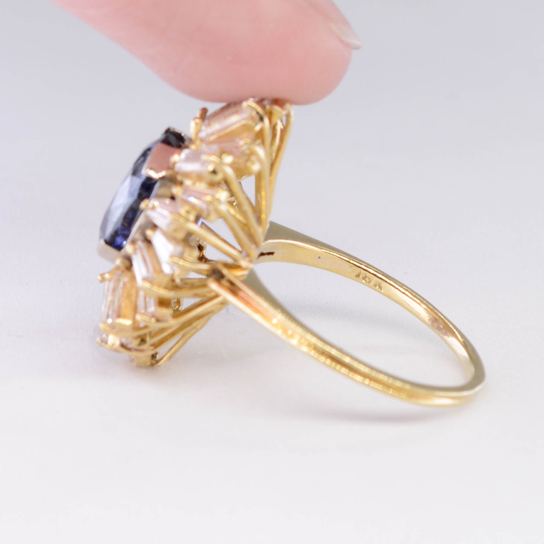 Oval Sapphire & Baguette Diamond Cocktail Ring | 4.06ct, 1.60ctw | SZ 6.25 |