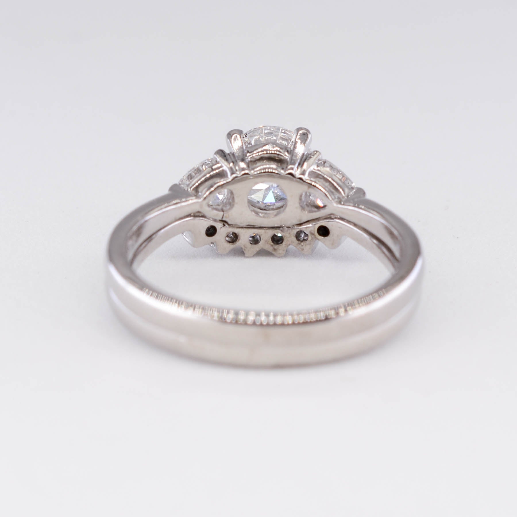 Three Stone Diamond Engagement Ring Set with Heart Diamonds | 1.37ctw | SZ 5.5 | AGS Certified