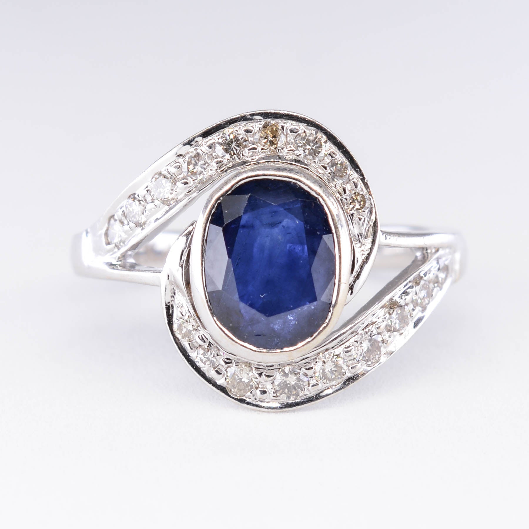T.K. Anderson's Sapphire and Diamond Bypass Ring | 1.60 ct Sapphire, 0.38ctw DIamonds SZ 7 |