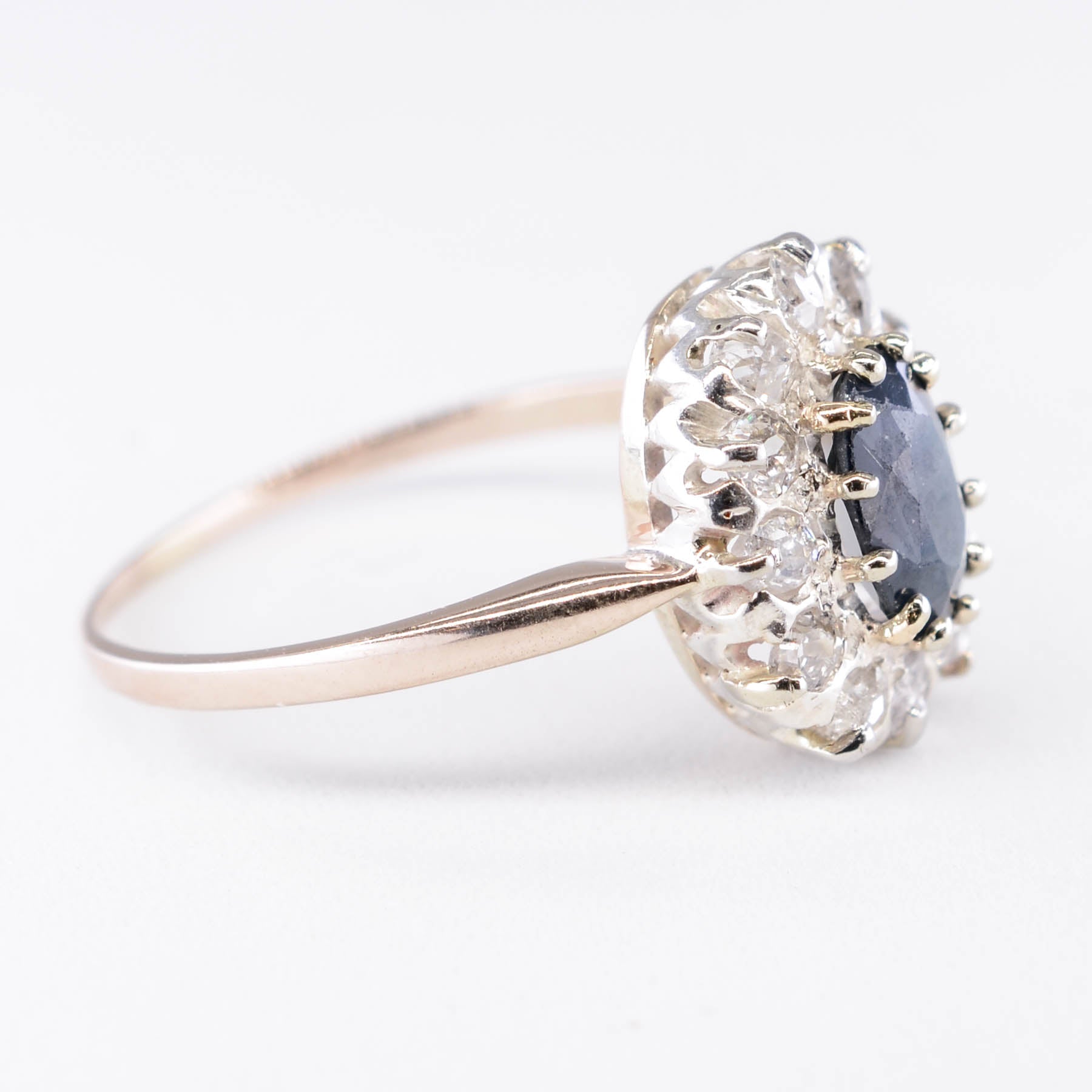 Antique Sapphire and Diamond Cluster Ring | 0.75ct, 0.48ctw | SZ 7 |