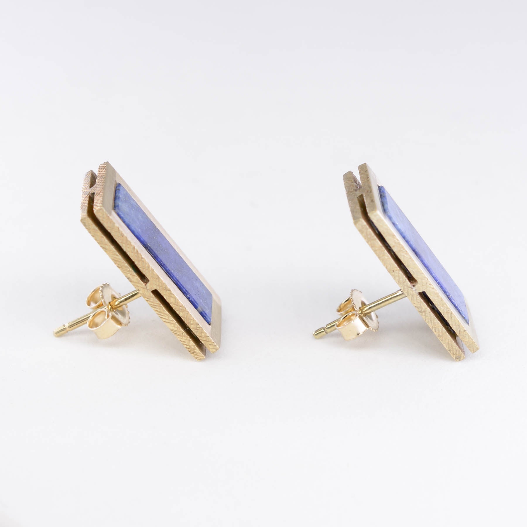 Flat Cut Lapis Lazuli Earrings | 3.00ctw |