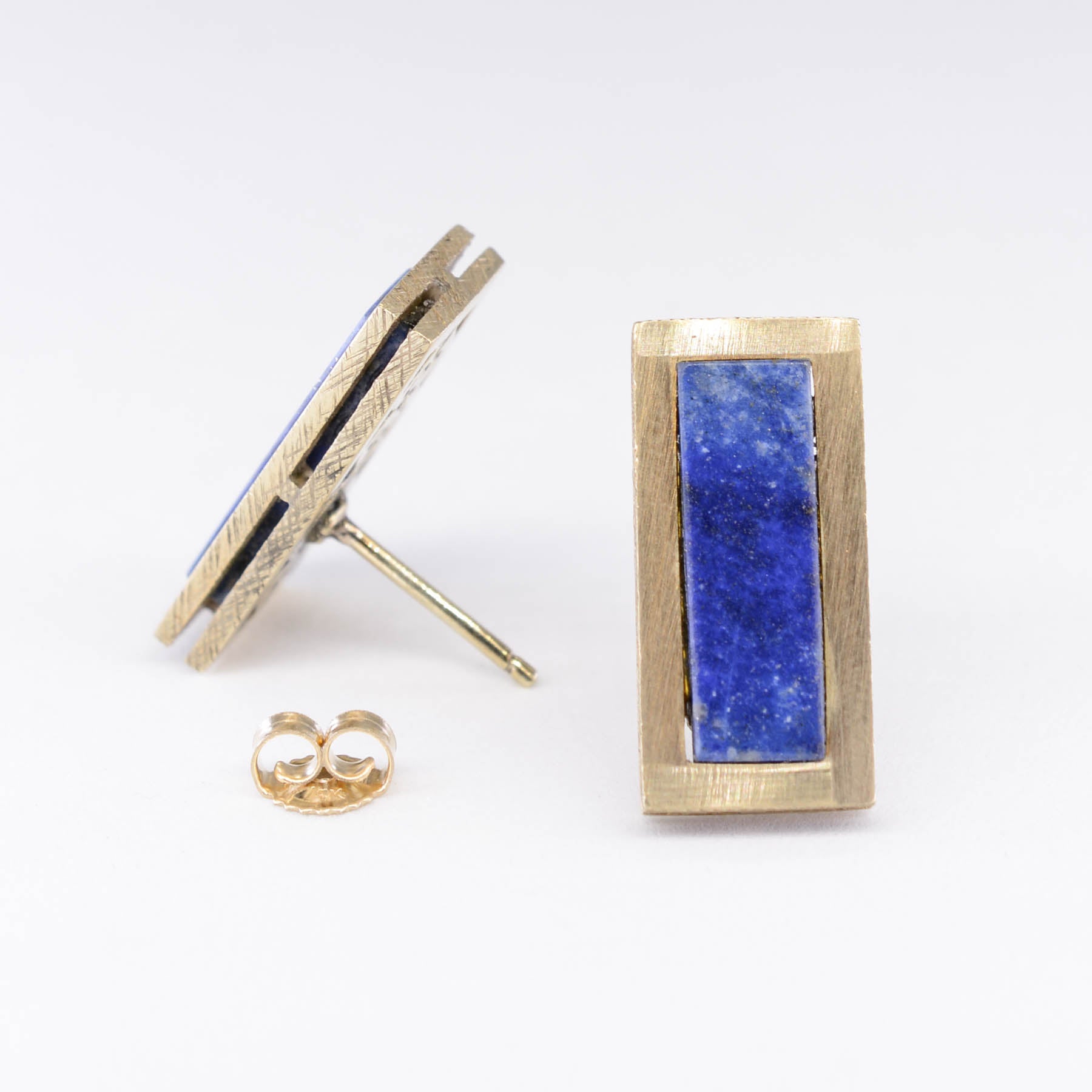Flat Cut Lapis Lazuli Earrings | 3.00ctw |