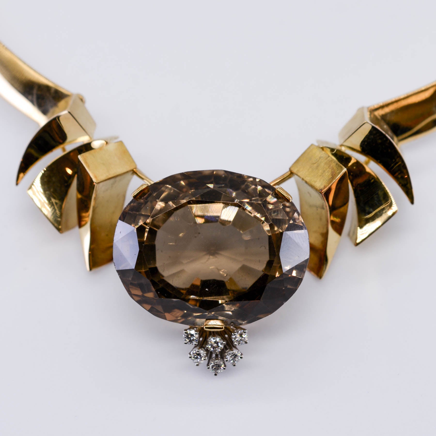 Cavelti' Smokey Quartz and Diamond Cocktail Necklace | 60.0ctw, 0.25ctw |