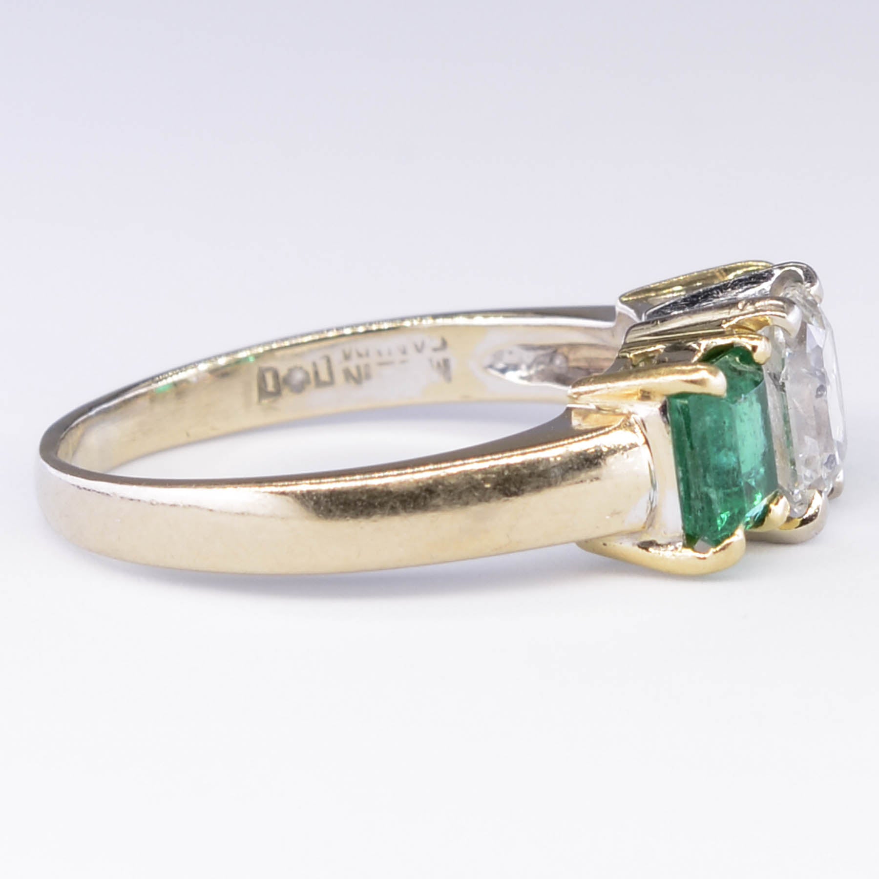 Three Stone Emerald and and Canadian Diamond Ring | 1.45ctw, 1.18ct | SZ 8.75
