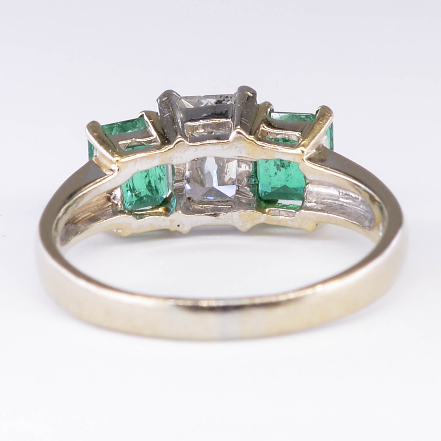 Three Stone Emerald and and Canadian Diamond Ring | 1.45ctw, 1.18ct | SZ 8.75