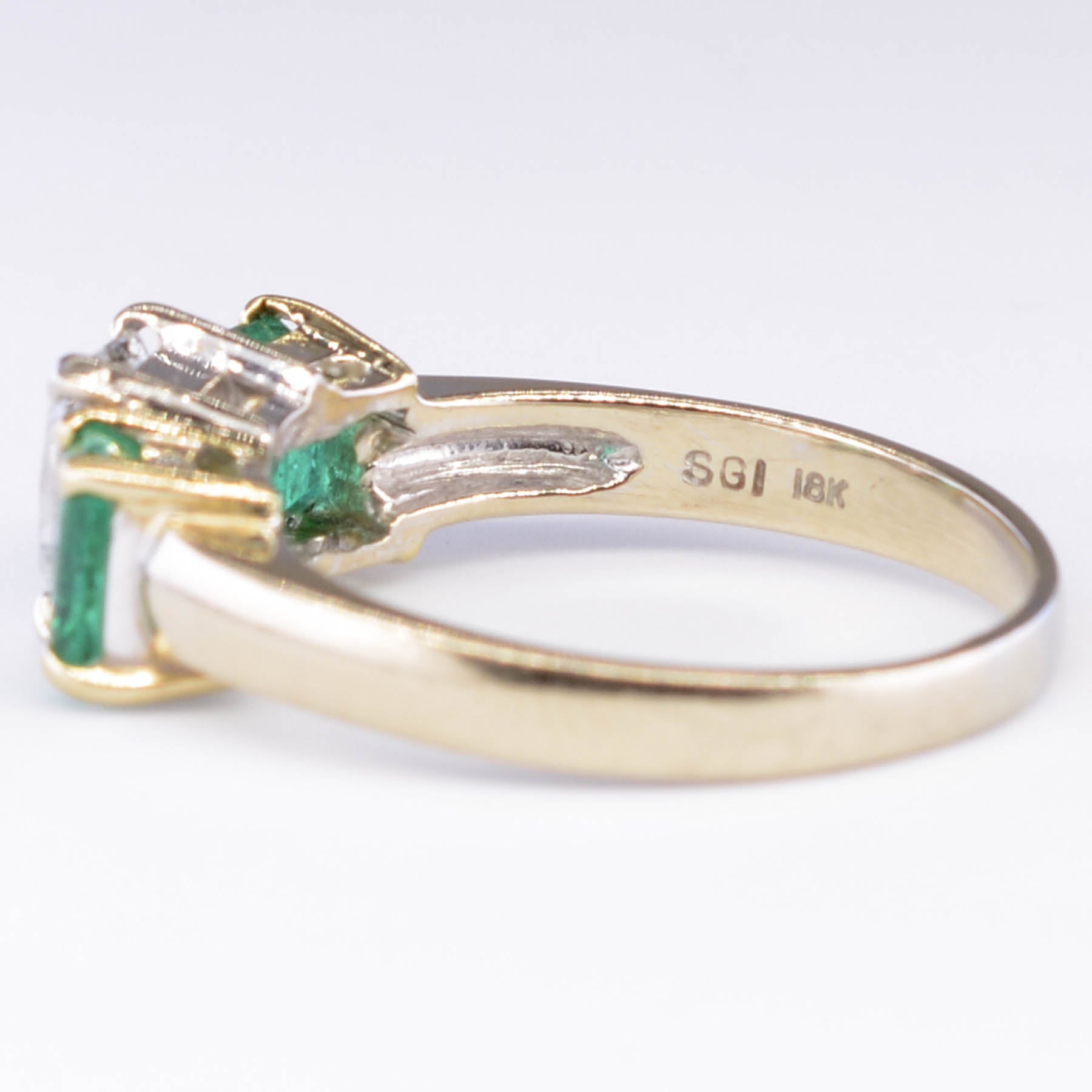Three Stone Emerald and and Canadian Diamond Ring | 1.45ctw, 1.18ct | SZ 8.75