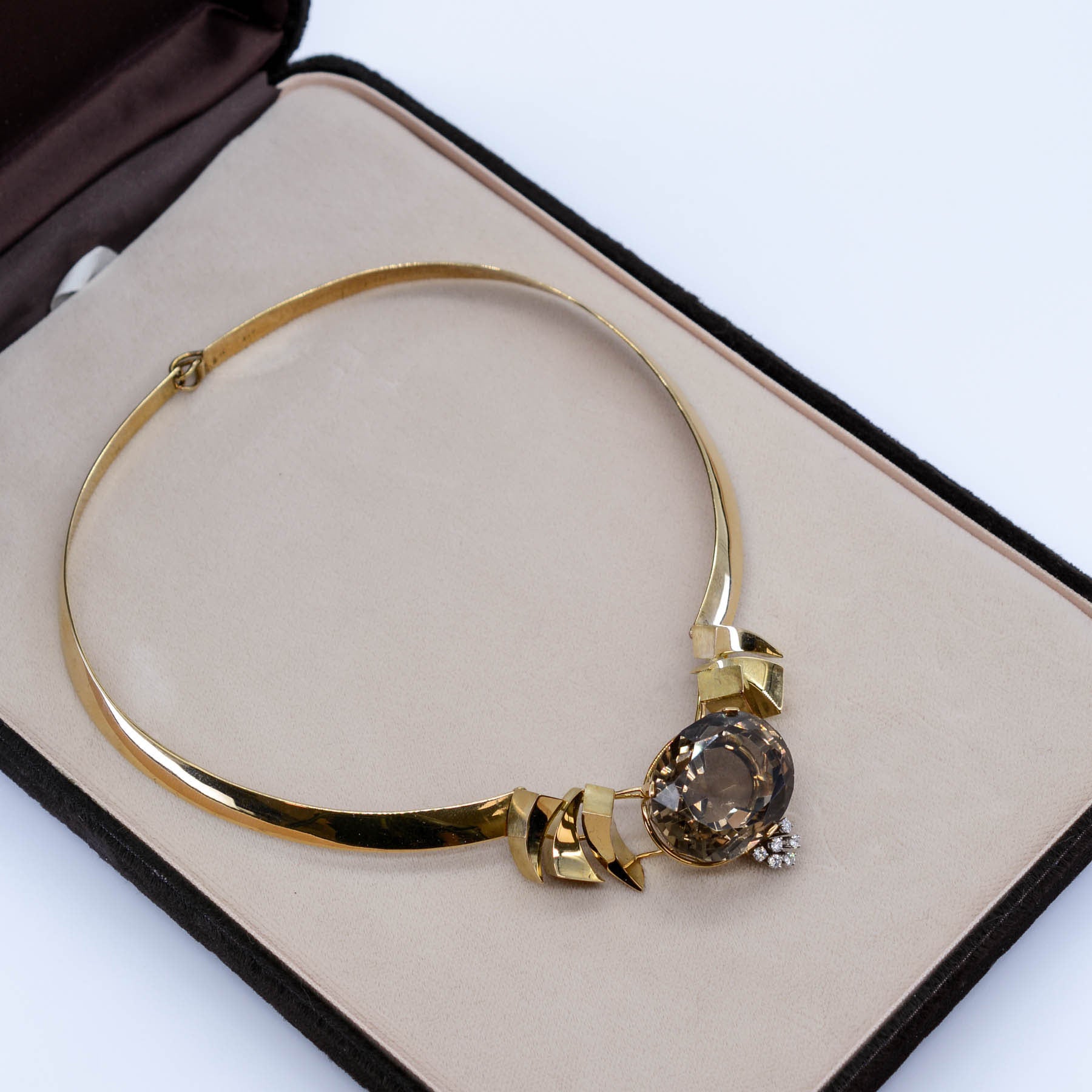 Cavelti' Smokey Quartz and Diamond Cocktail Necklace | 60.0ctw, 0.25ctw |