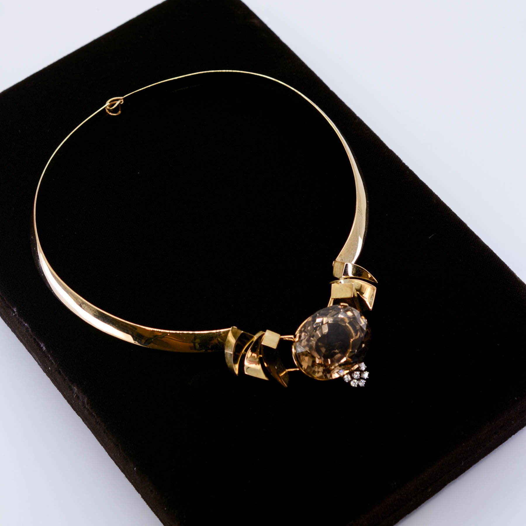 Cavelti' Smokey Quartz and Diamond Cocktail Necklace | 60.0ctw, 0.25ctw |