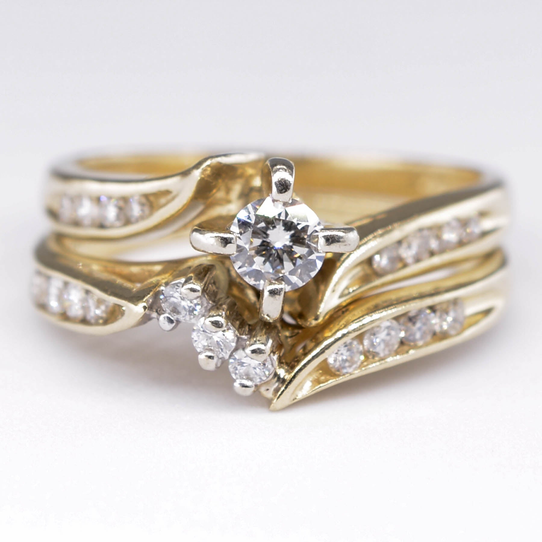Diamond Bypass Wedding Set | 0.14ct | SZ 4 |