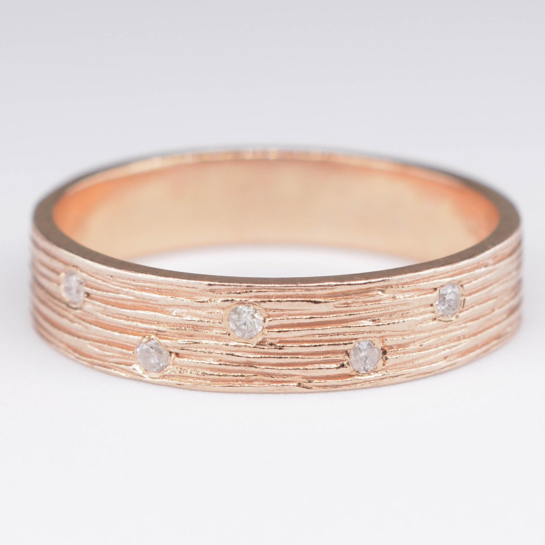 Rose Gold Flush Set Diamond 14k Ring | 0.05ctw | SZ 6.75 |