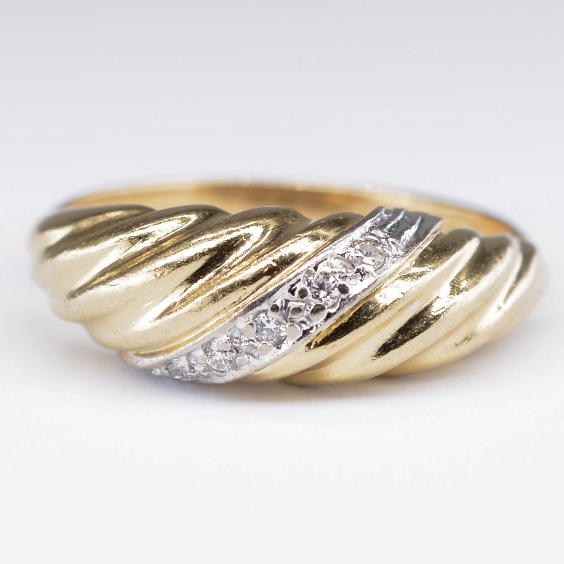 Diamond Rope Carved 14k Ring | 0.05ct | SZ 6.75 |