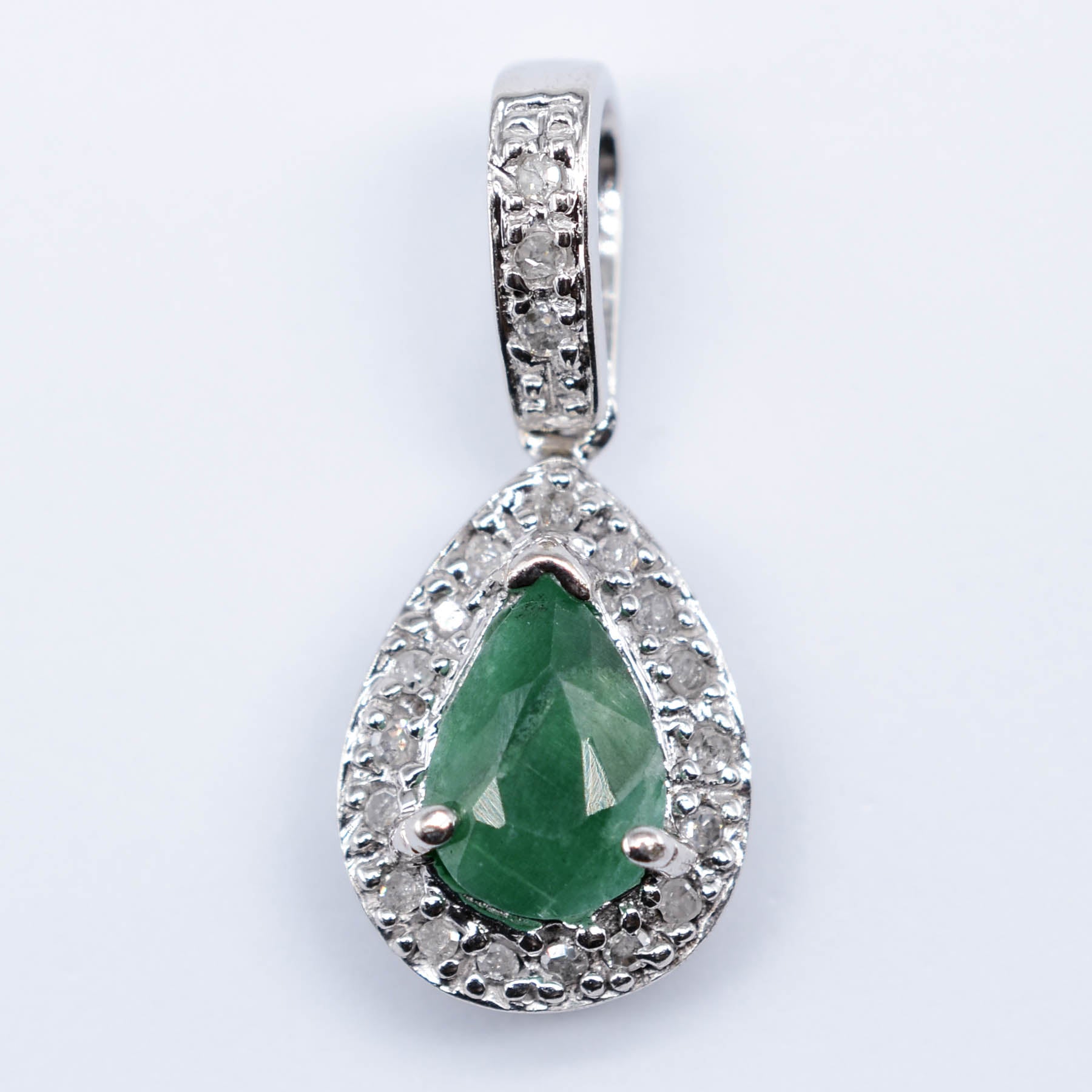 Emerald & Diamond Drop Pendant | 0.65ct, 0.06ctw |