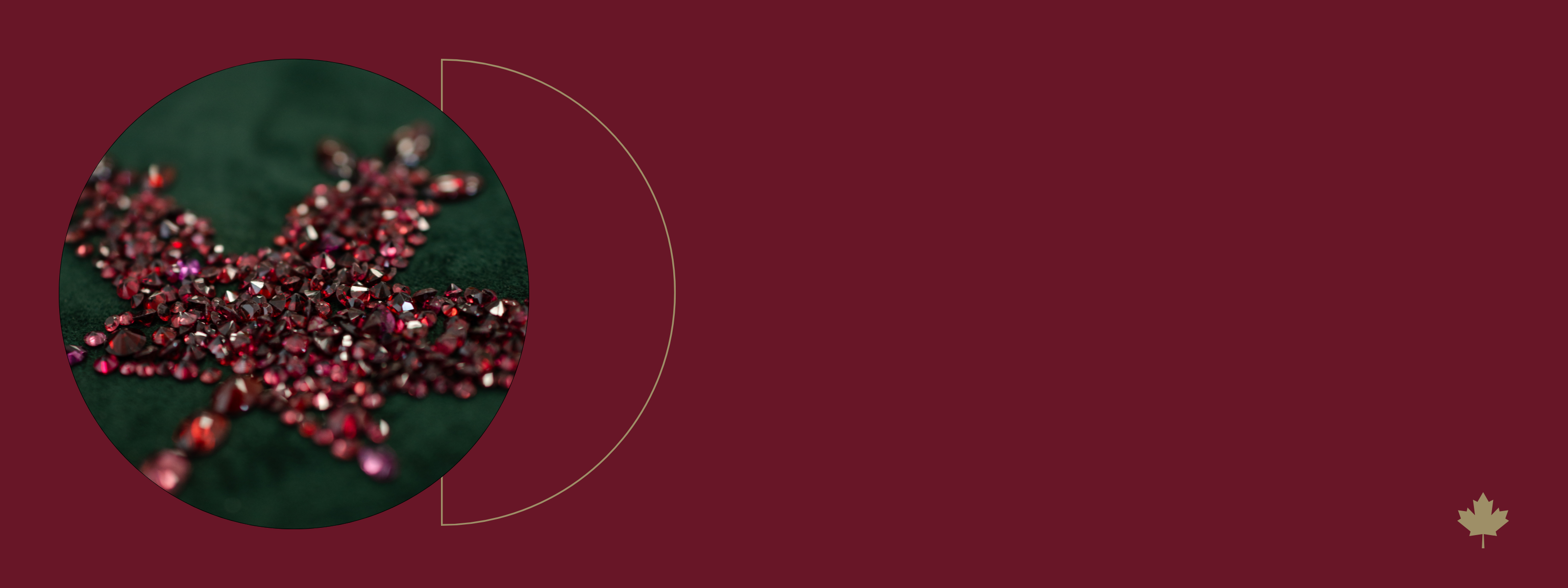 Image of maple leaf shape made out of ruby gemstones