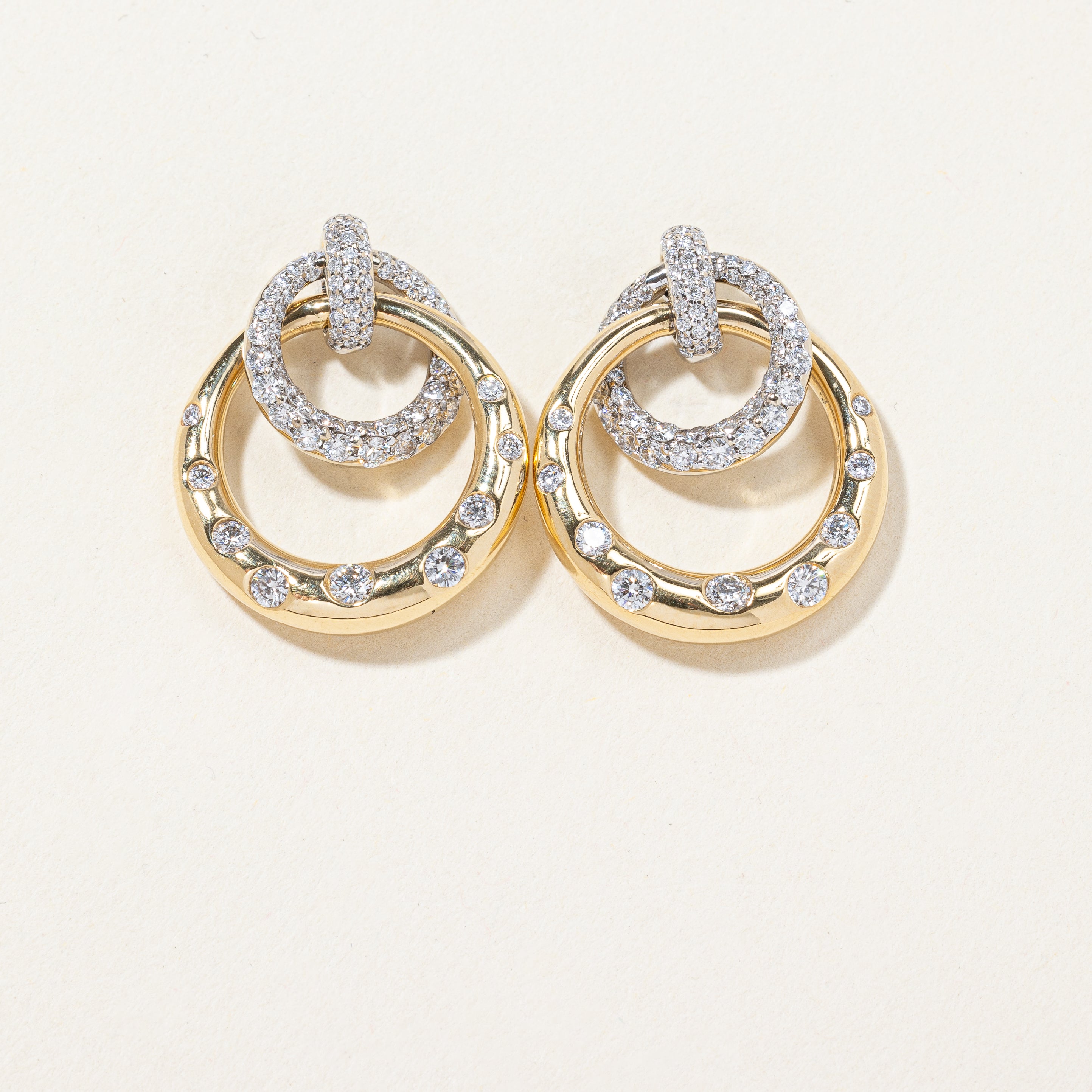 Flush Set Diamond Circle Earrings | 1.49ctw |