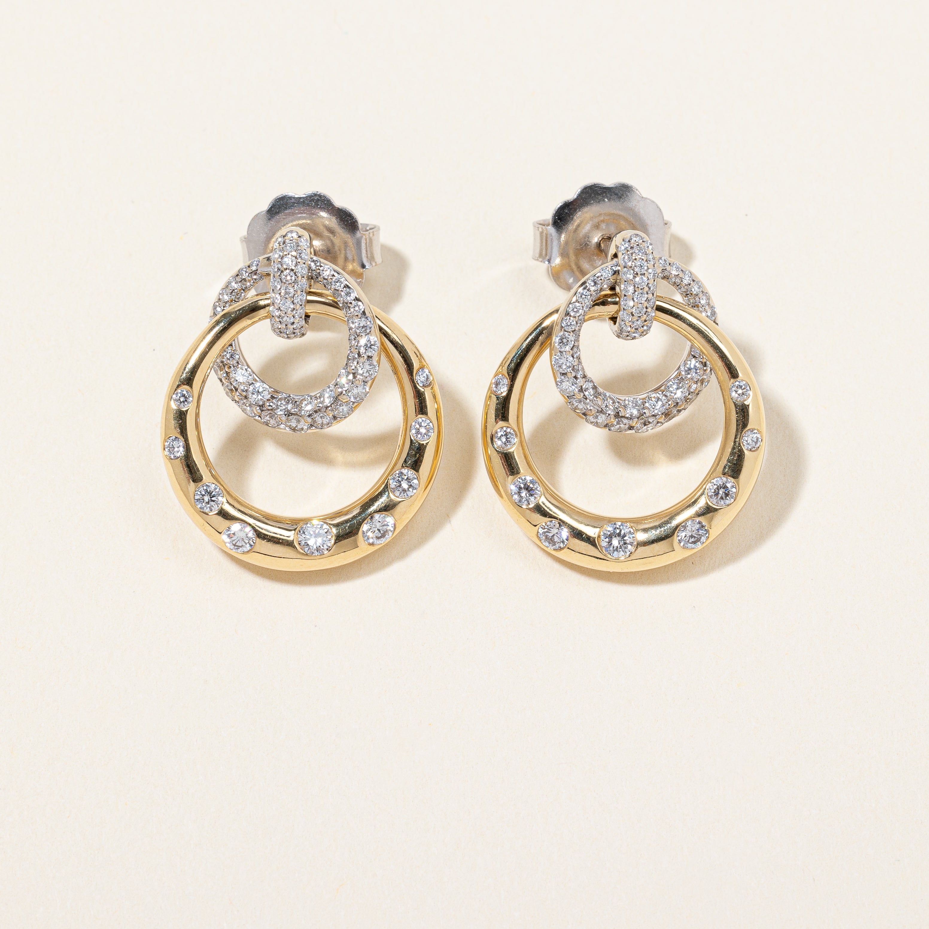 Flush Set Diamond Circle Earrings | 1.49ctw |