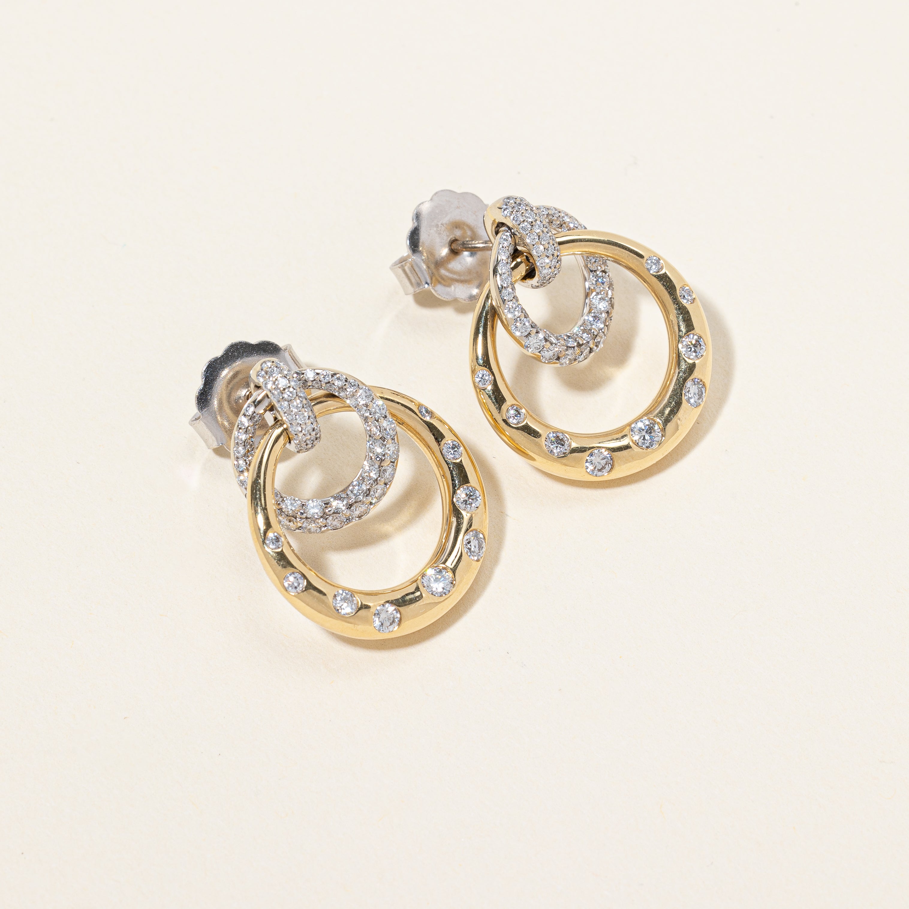 Flush Set Diamond Circle Earrings | 1.49ctw |