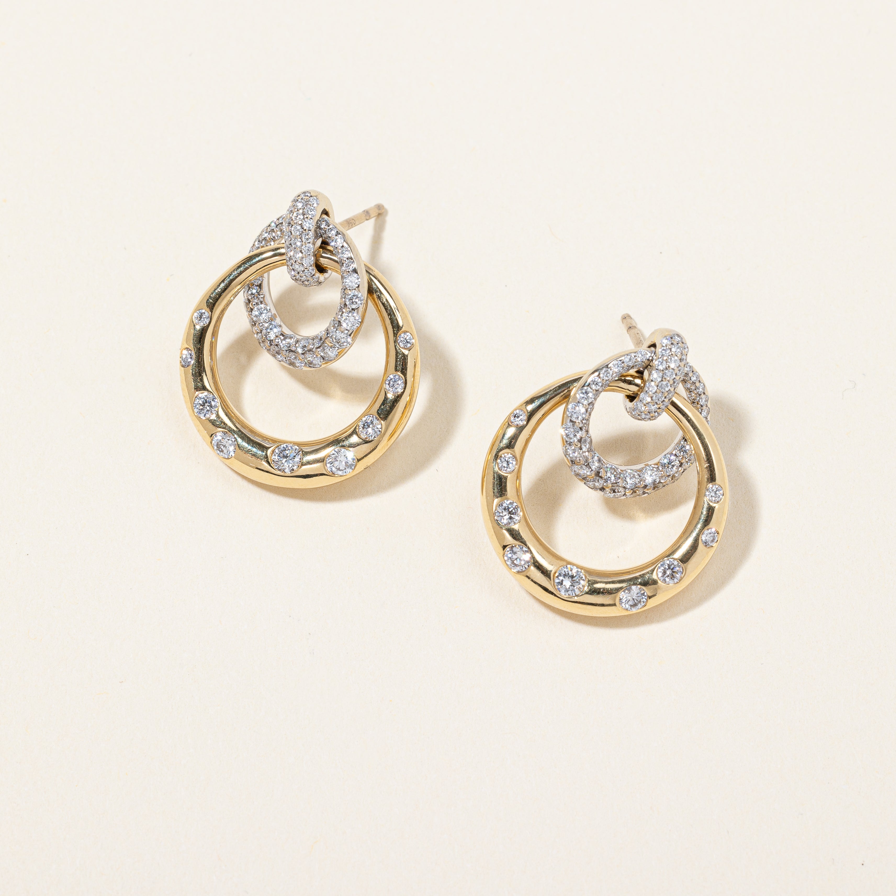 Flush Set Diamond Circle Earrings | 1.49ctw |