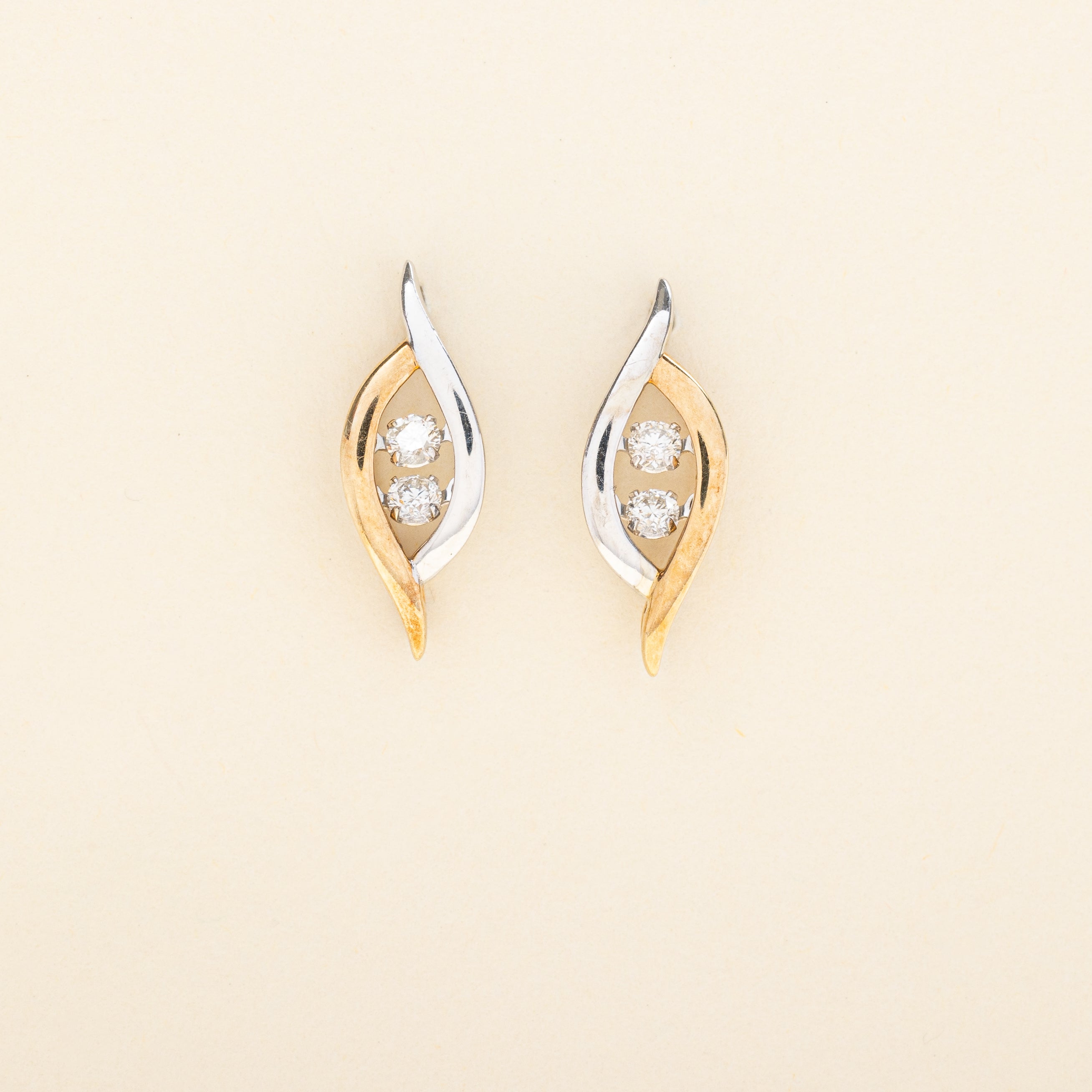Two Tone Gold Diamond Earrings | 0.20ctw |