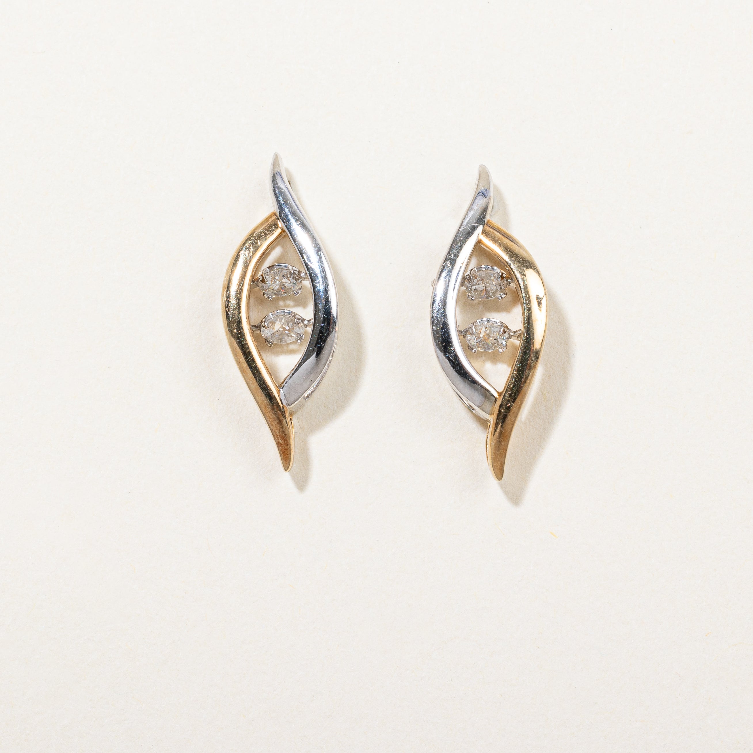 Two Tone Gold Diamond Earrings | 0.20ctw |