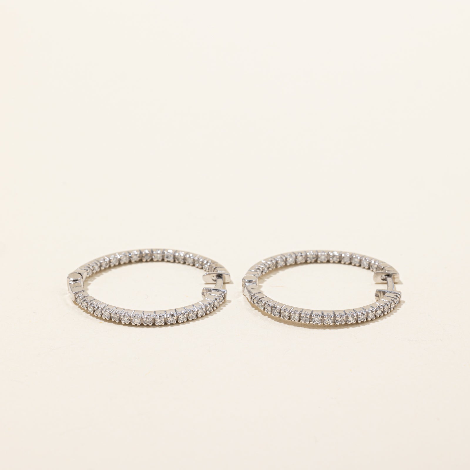 10k White Gold Diamond Hoop Earrings | 0.30ctw |