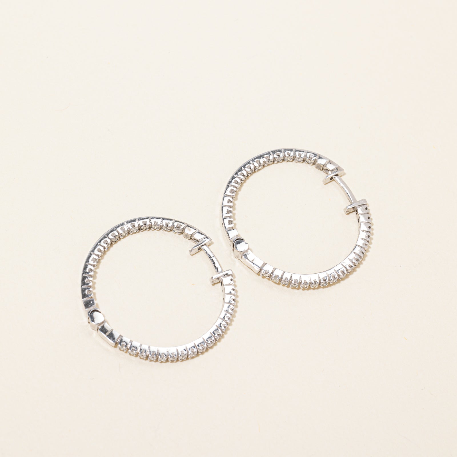 10k White Gold Diamond Hoop Earrings | 0.30ctw |