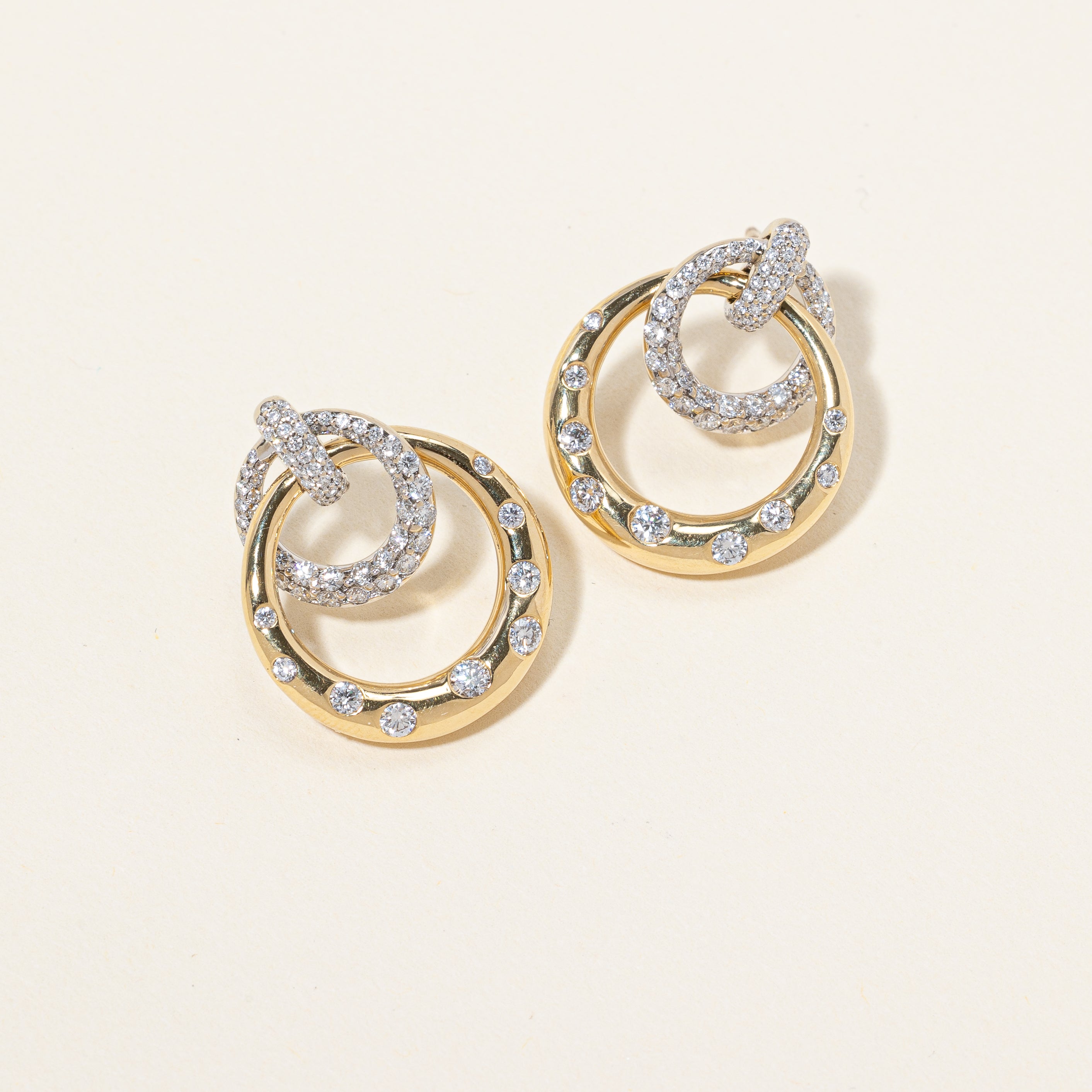 Flush Set Diamond Circle Earrings | 1.49ctw |