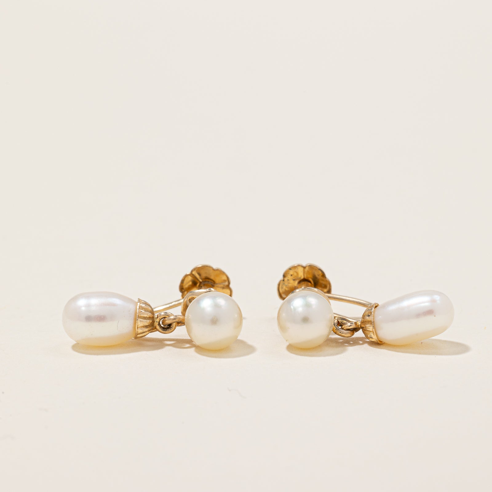Pearl Drop Screw On Earrings