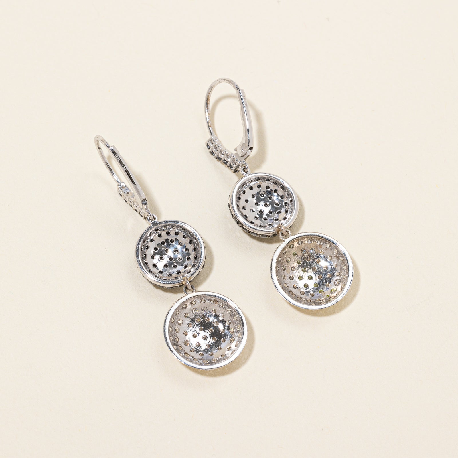 18K White Gold Black and White Diamond Earrings | 4.24ctw