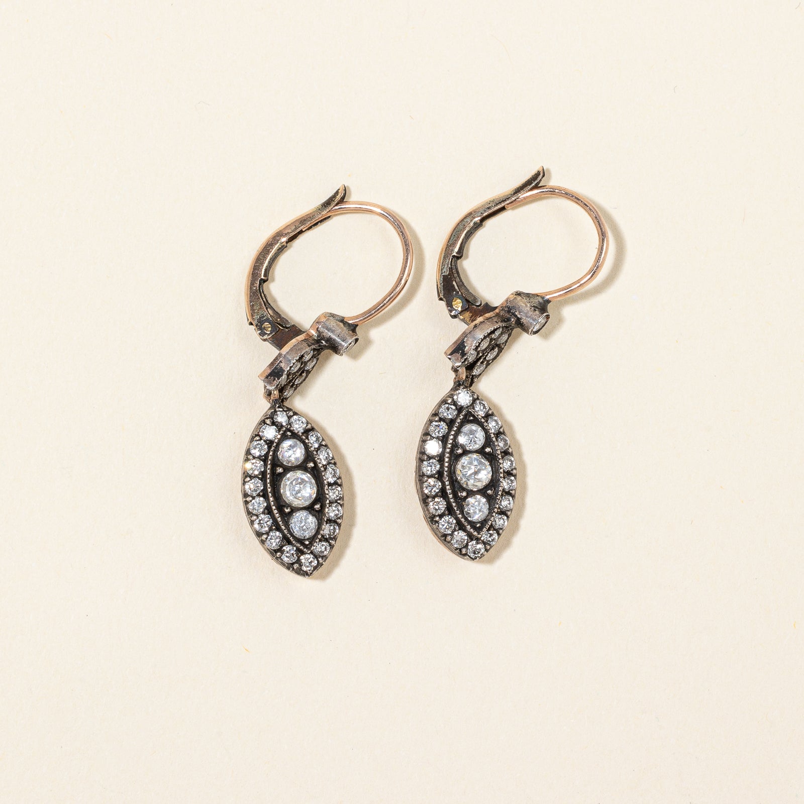 Georgian Style Rose Cut Diamond Drop Earrings | 1.10 ctw |
