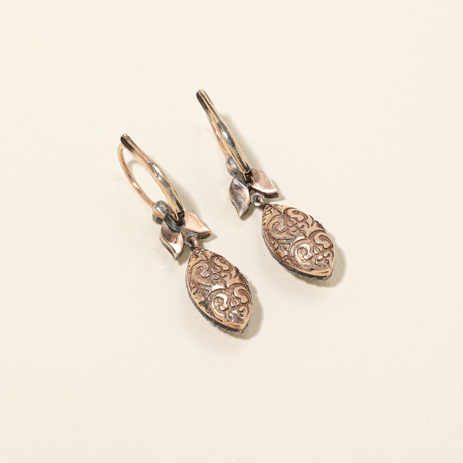 Georgian Style Rose Cut Diamond Drop Earrings | 1.10 ctw |