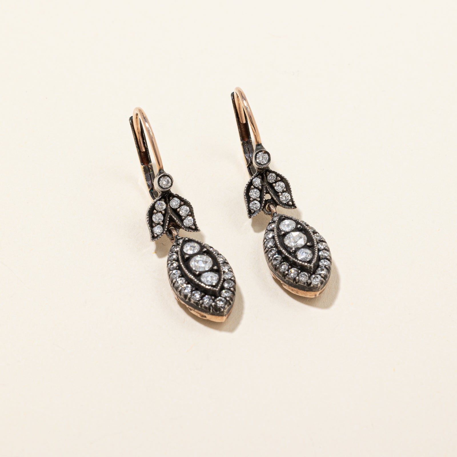 Georgian Style Rose Cut Diamond Drop Earrings | 1.10 ctw |