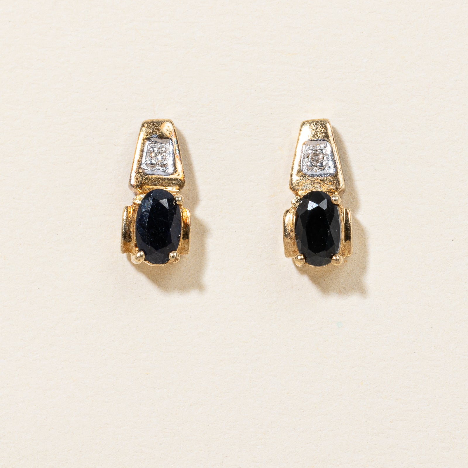 10K Yellow Gold Sapphire & Diamond Earrings | 0.53ctw, 0.01ctw