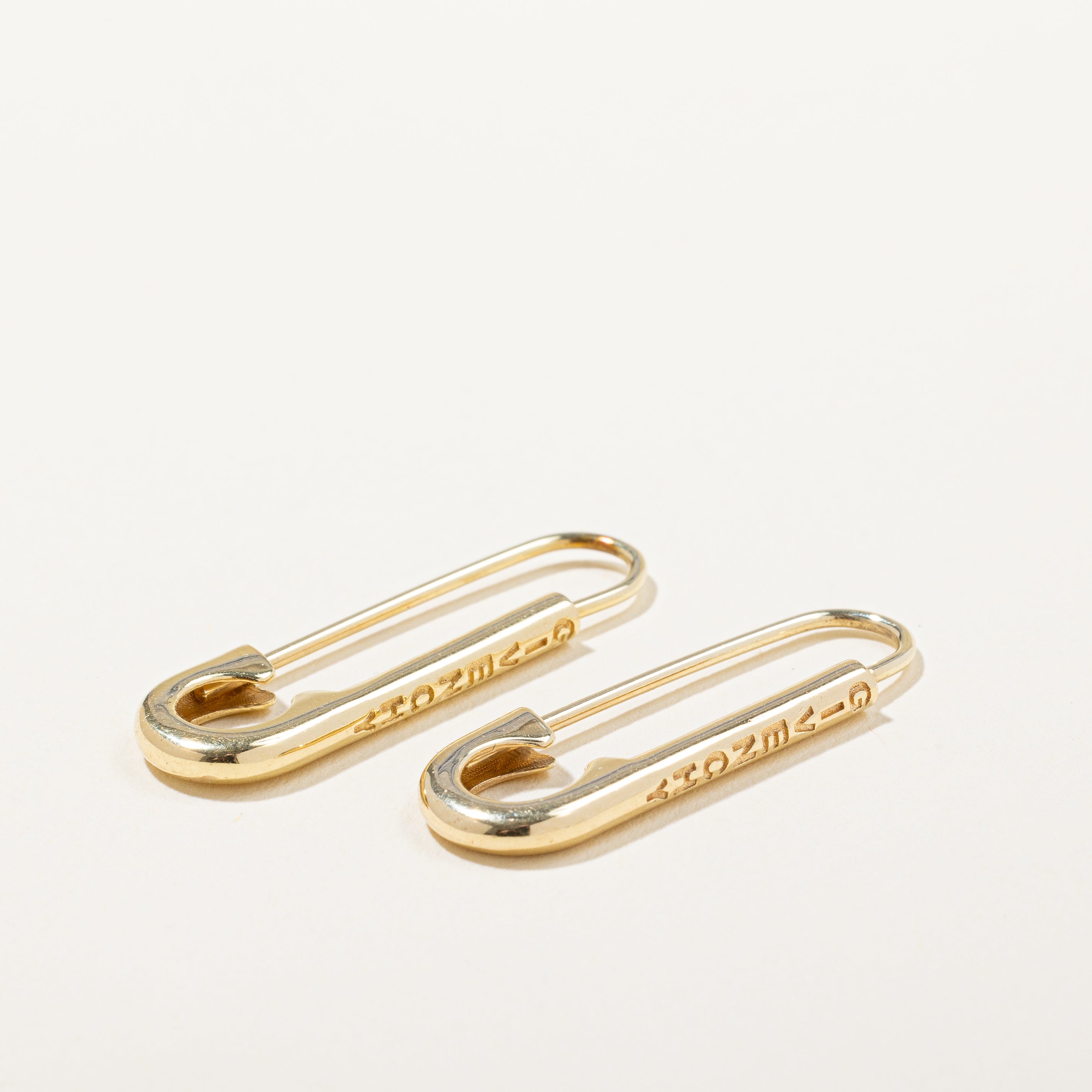 Givenchy' 18k Yellow Gold Safety Pin Earrings