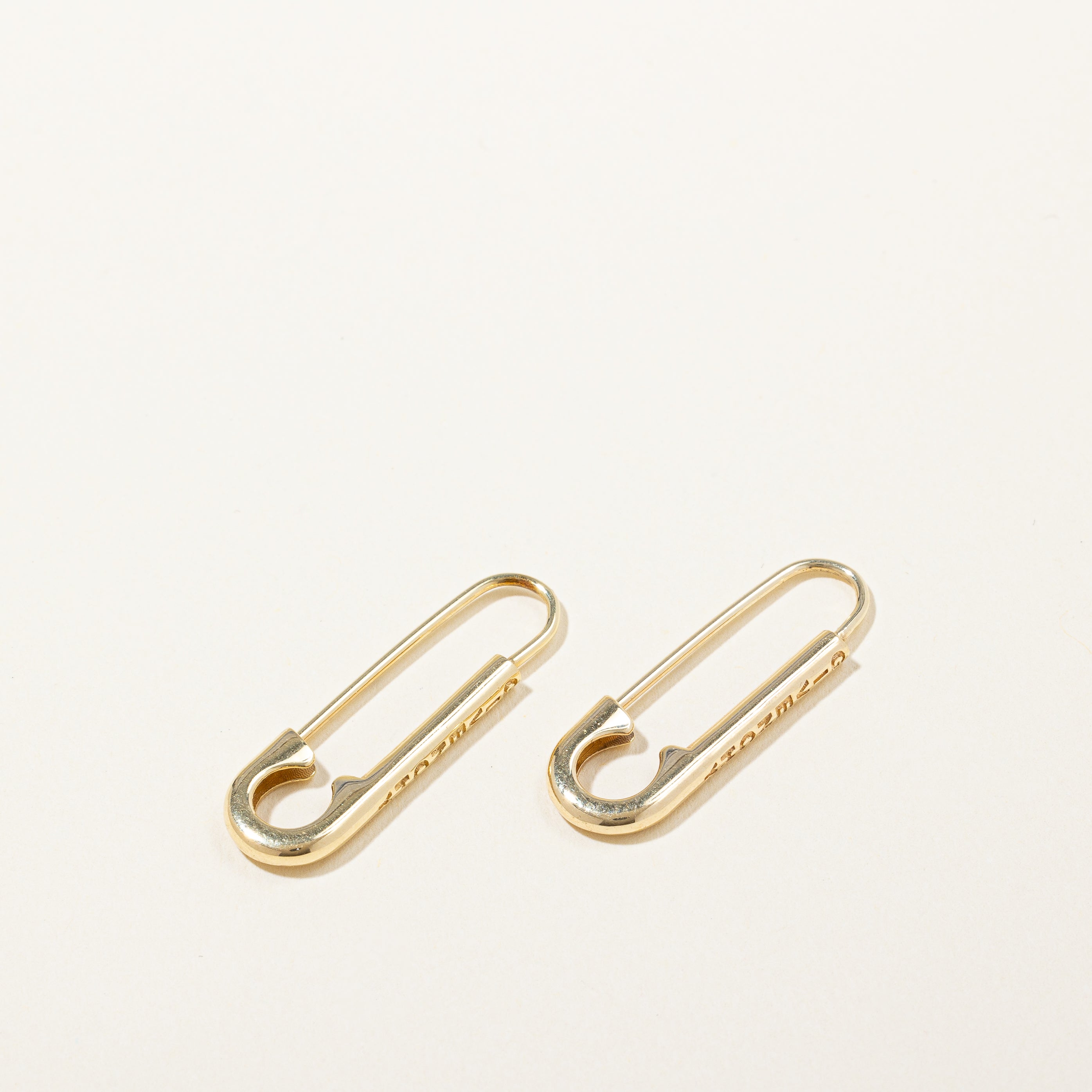 Givenchy' 18k Yellow Gold Safety Pin Earrings