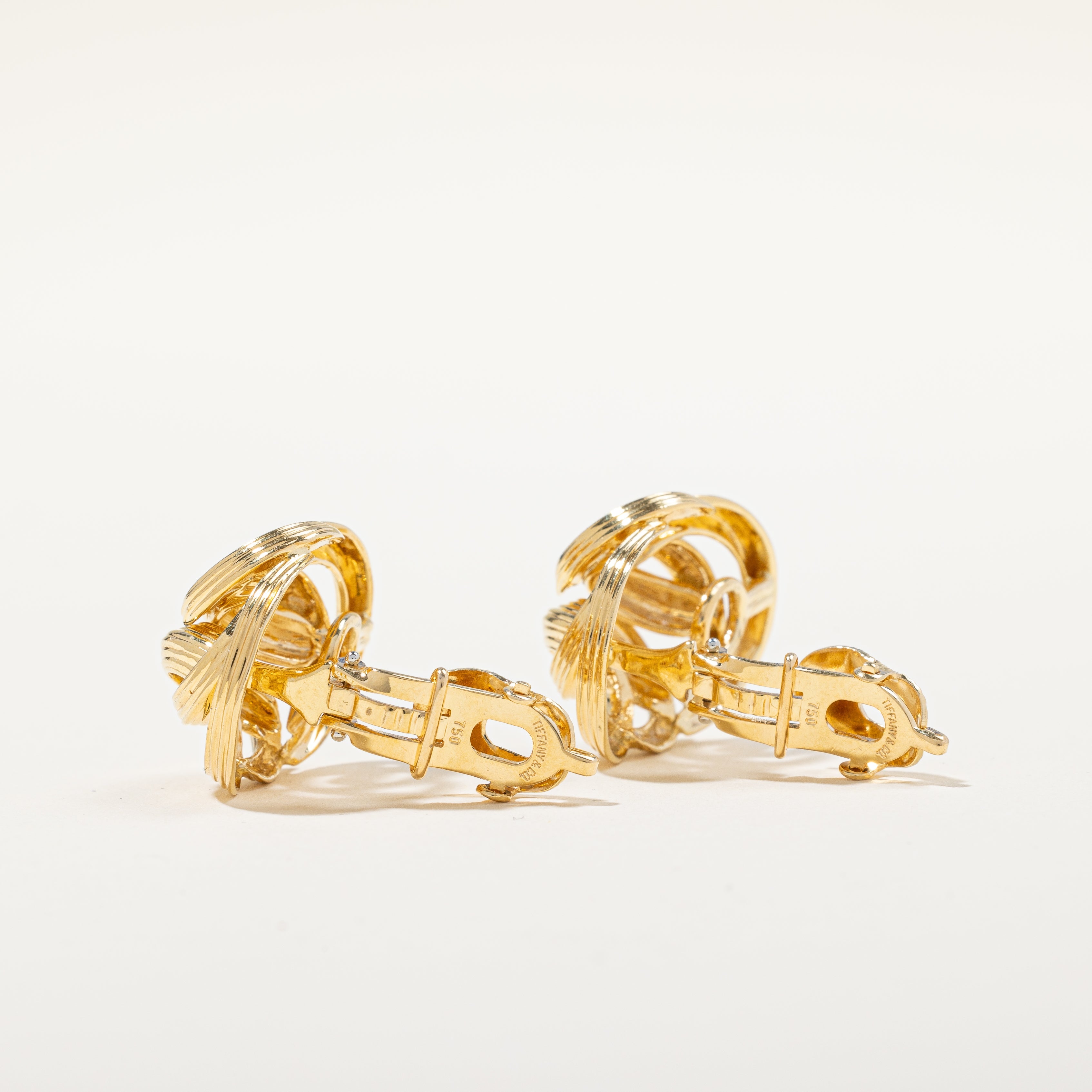 Tiffany & Co' Oval Knot Clip On 18k Earrings