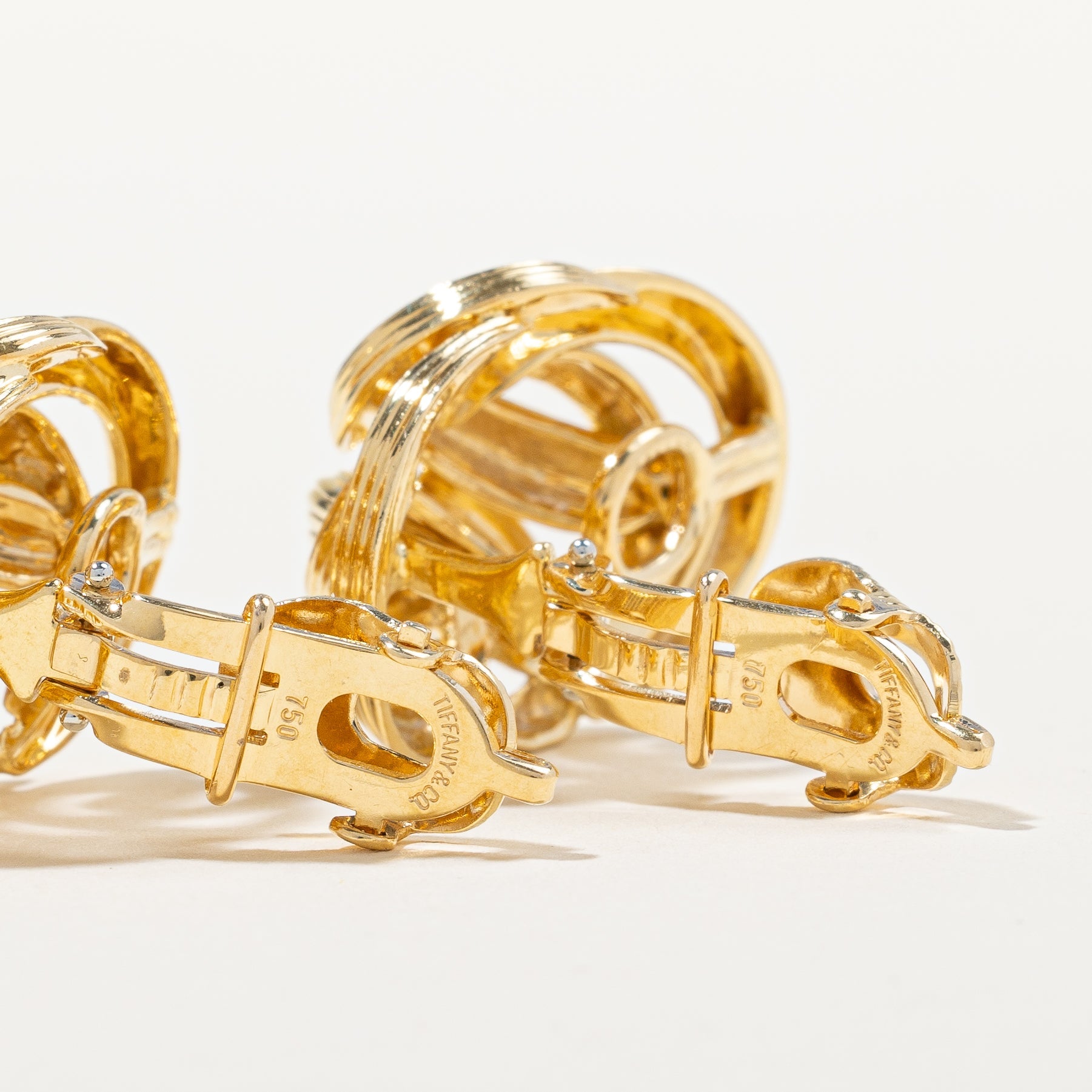 Tiffany & Co' Oval Knot Clip On 18k Earrings