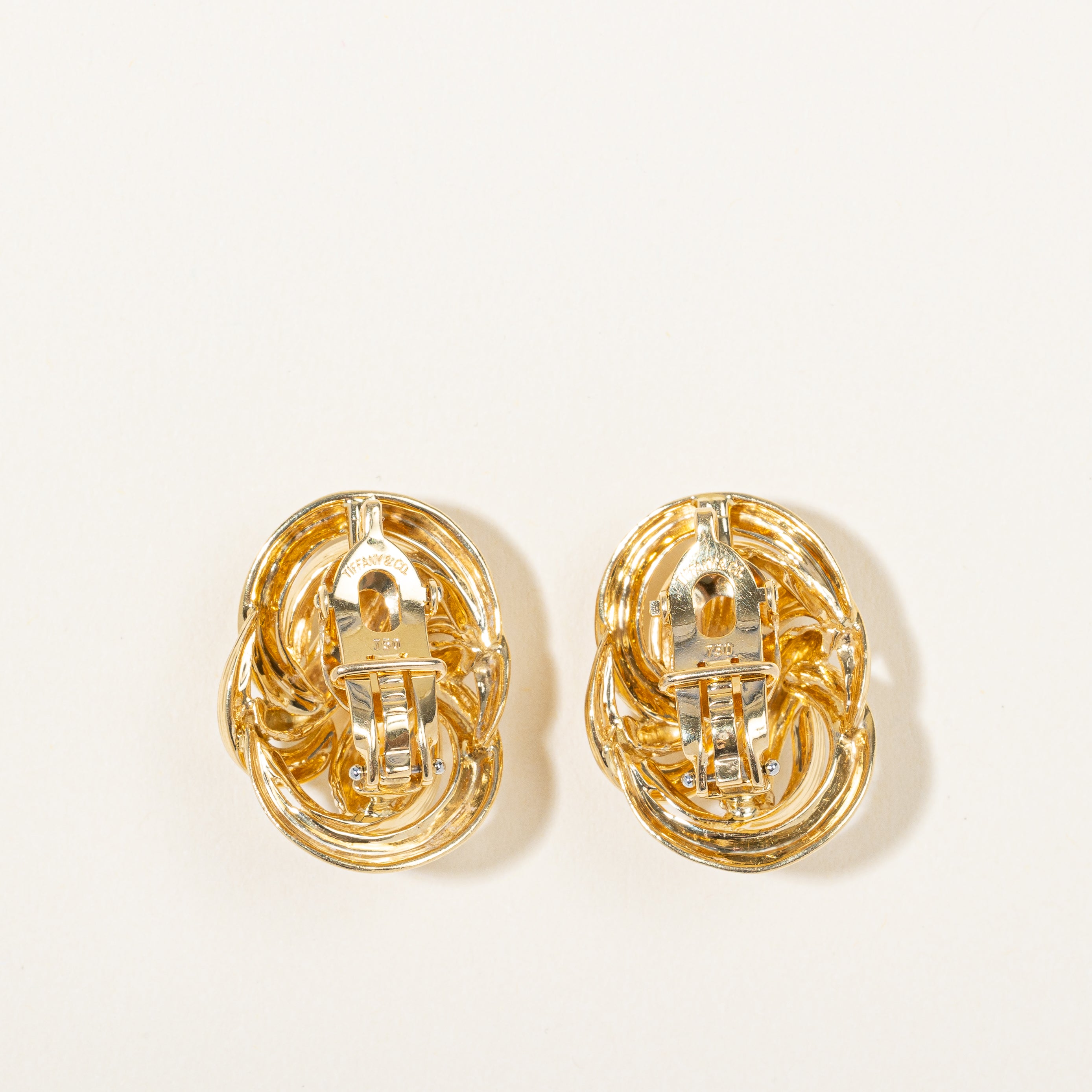 Tiffany & Co' Oval Knot Clip On 18k Earrings