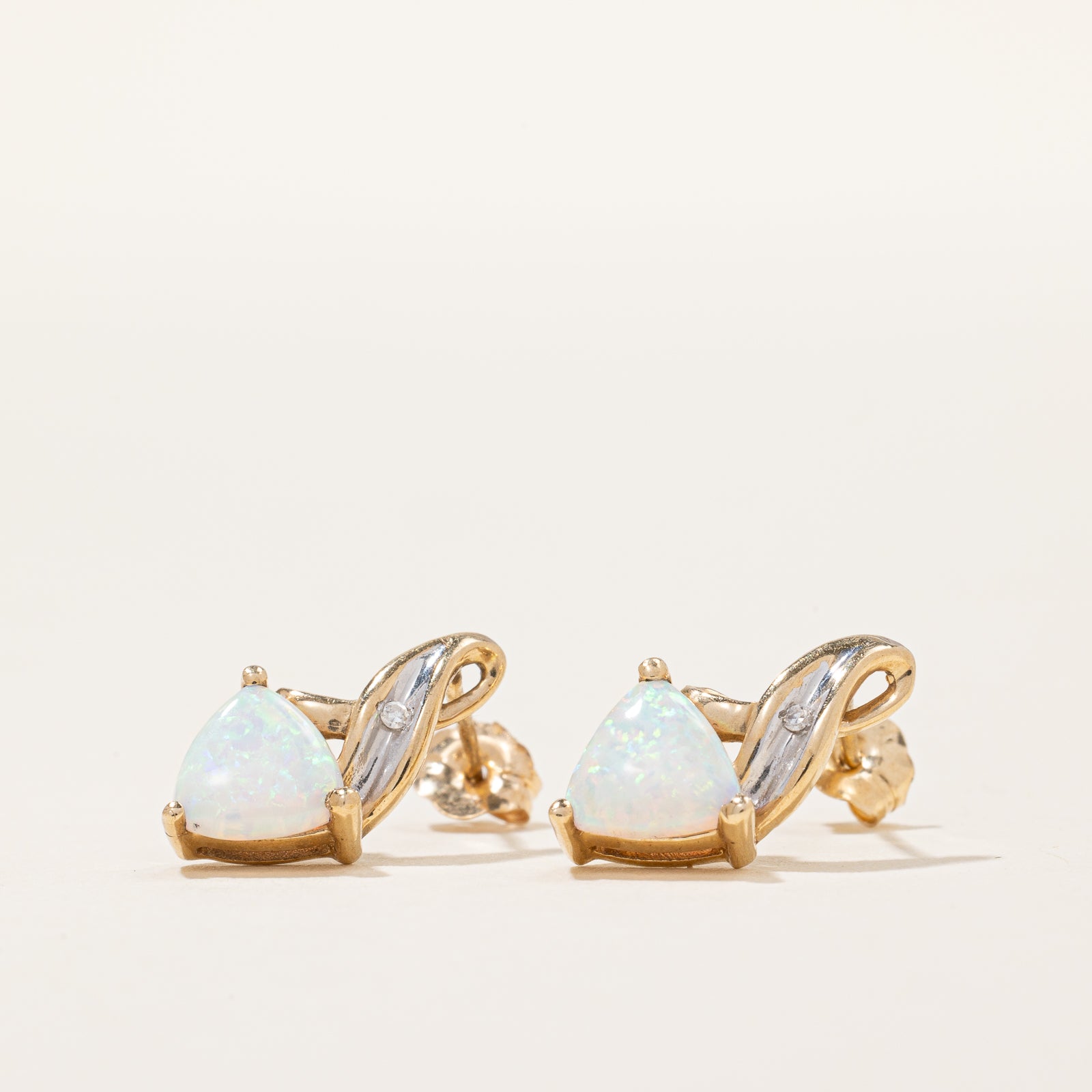Opal & Diamond Stud Earrings | 0.40ctw, 0.01ctw |