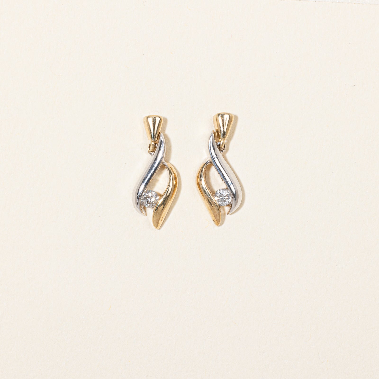 Diamond Two Tone Earrings | 0.15ctw |