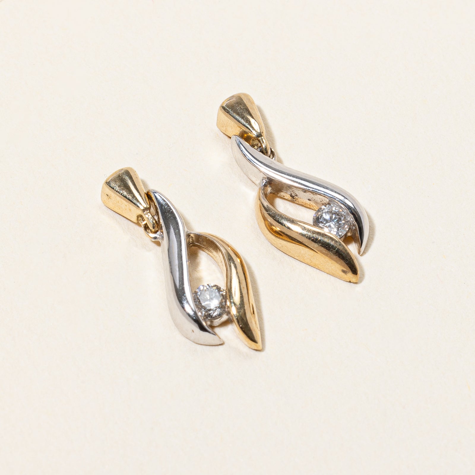 Diamond Two Tone Earrings | 0.15ctw |
