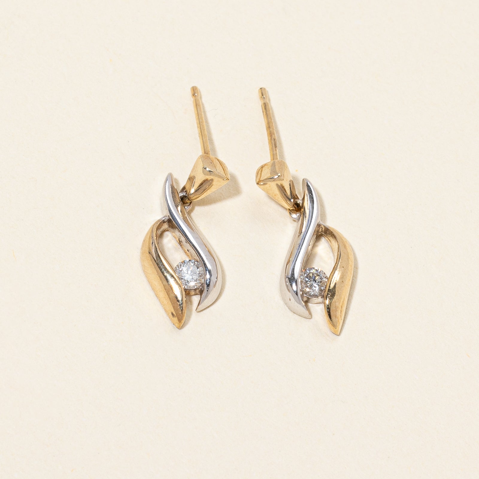 Diamond Two Tone Earrings | 0.15ctw |