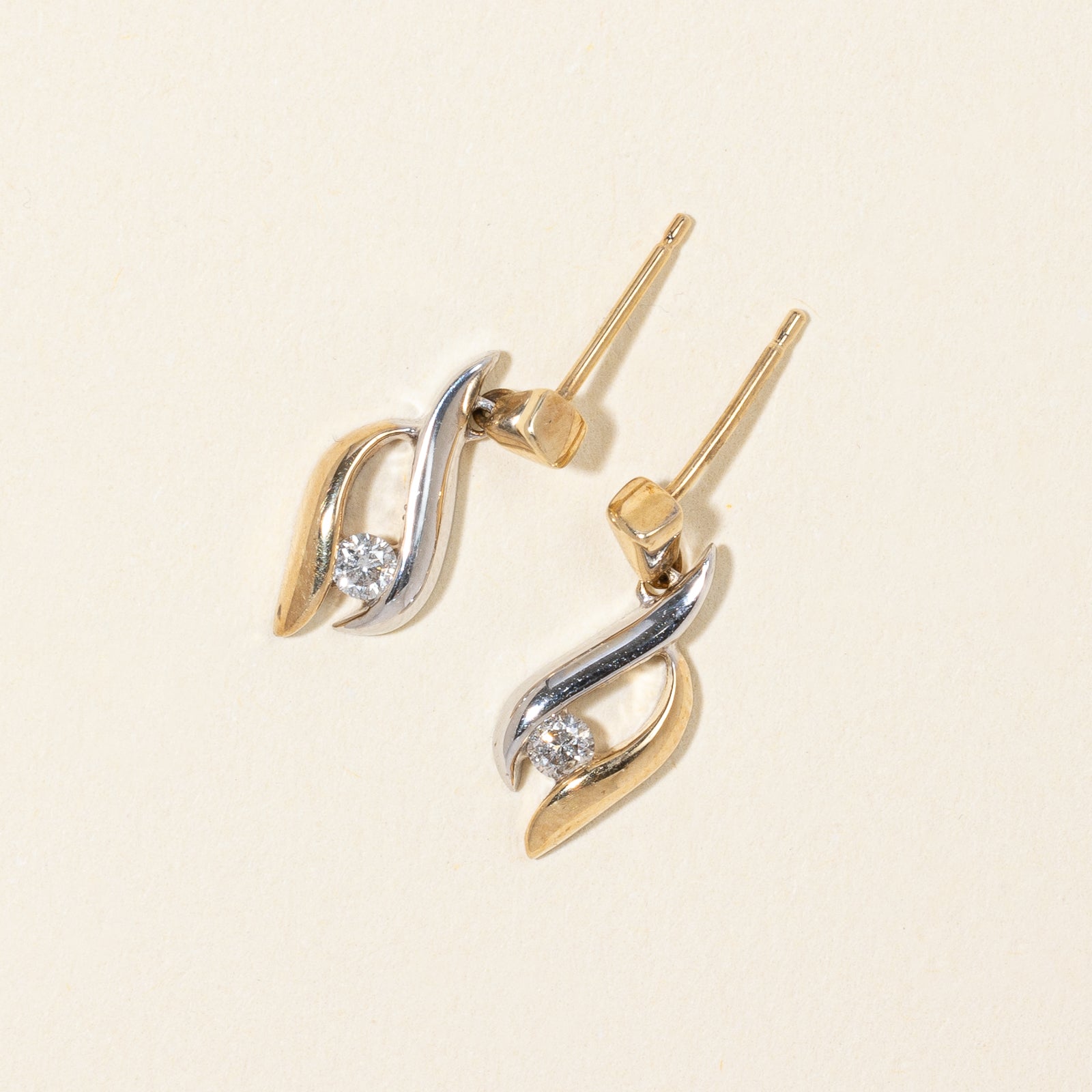 Diamond Two Tone Earrings | 0.15ctw |