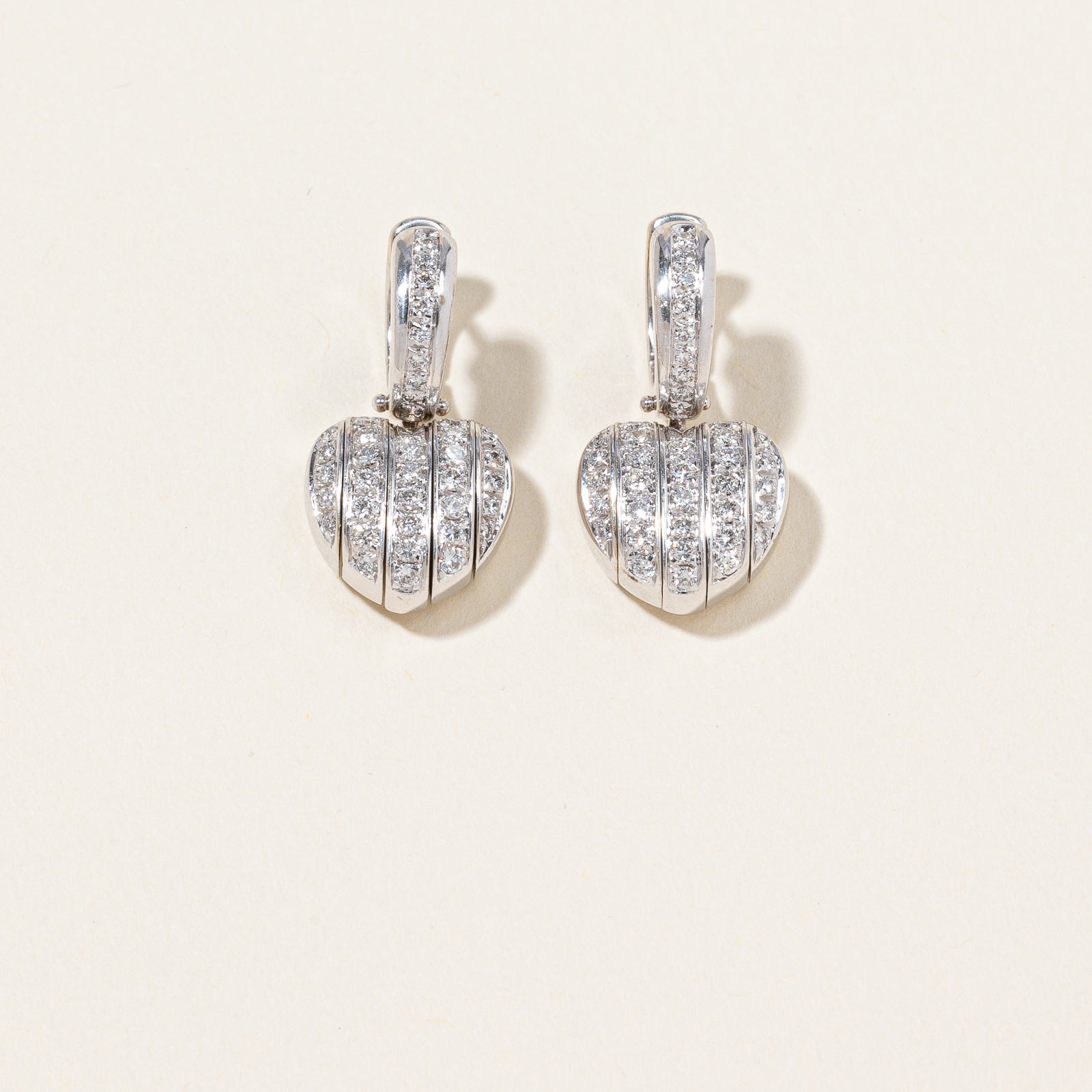 Diamond Drop Heart Hoop Earrings | 0.75ctw |