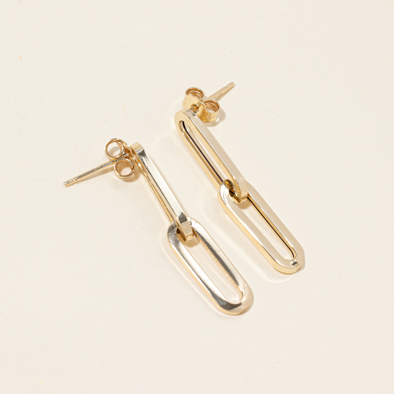 14k Yellow Gold Oval Link Earrings