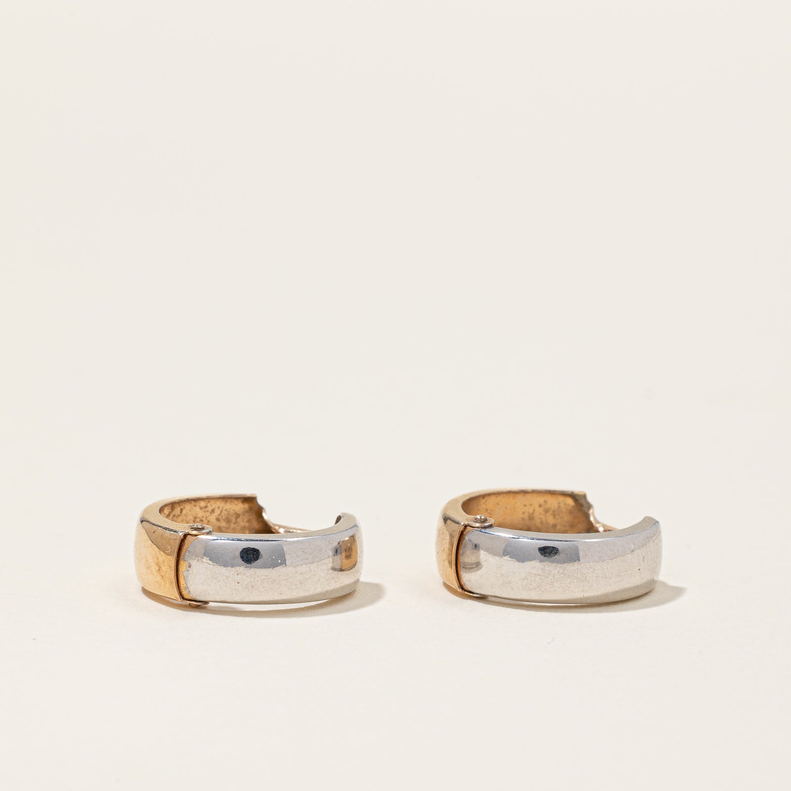 10k Two Tone Gold Hoop Earrings
