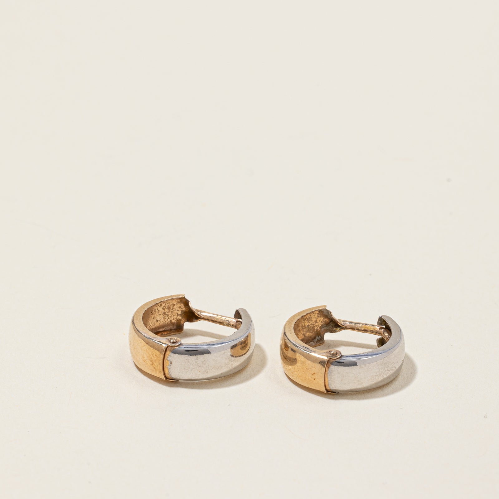 10k Two Tone Gold Hoop Earrings