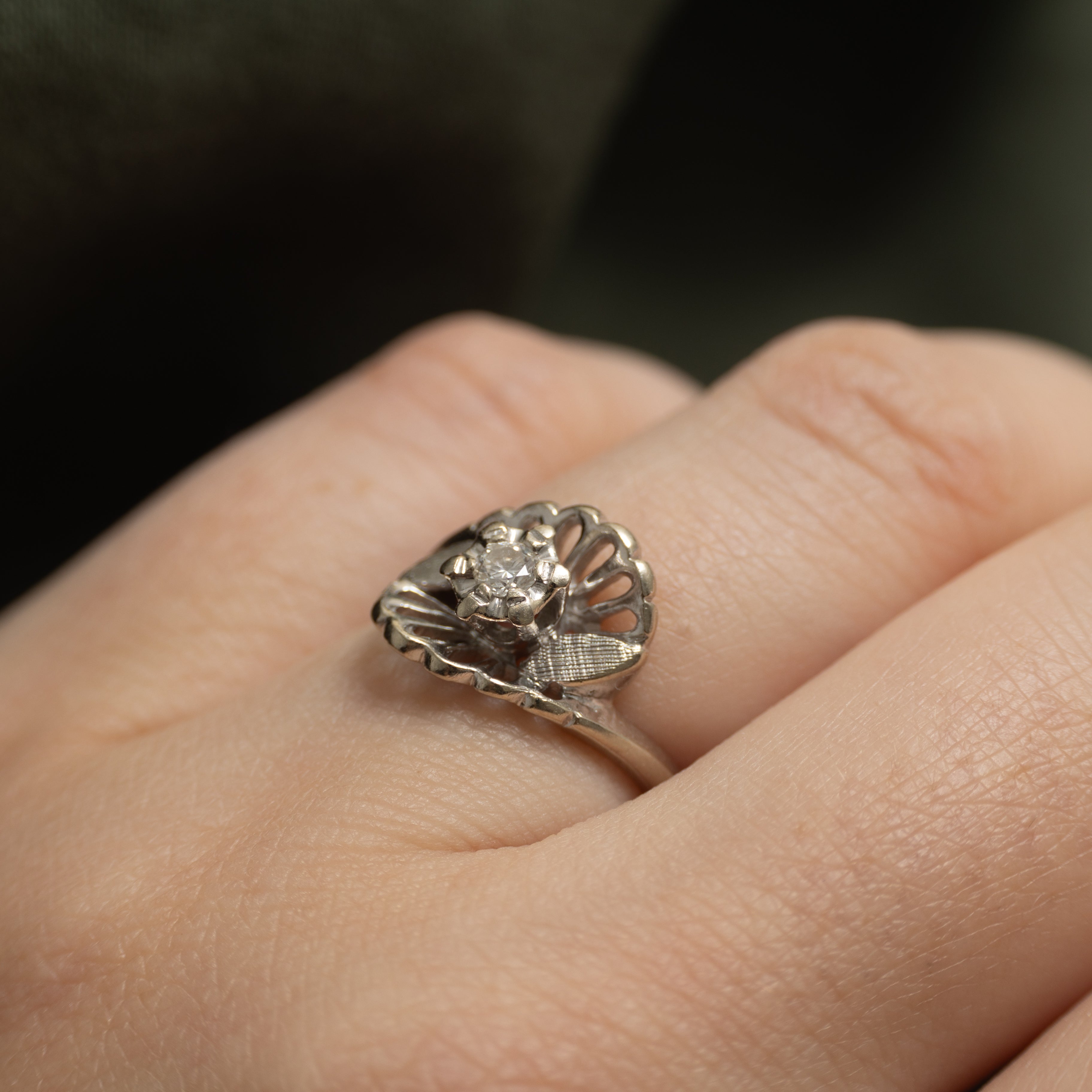 Floral Inspired Six Prong Cocktail Ring | 0.10ct | SZ 4.25 |