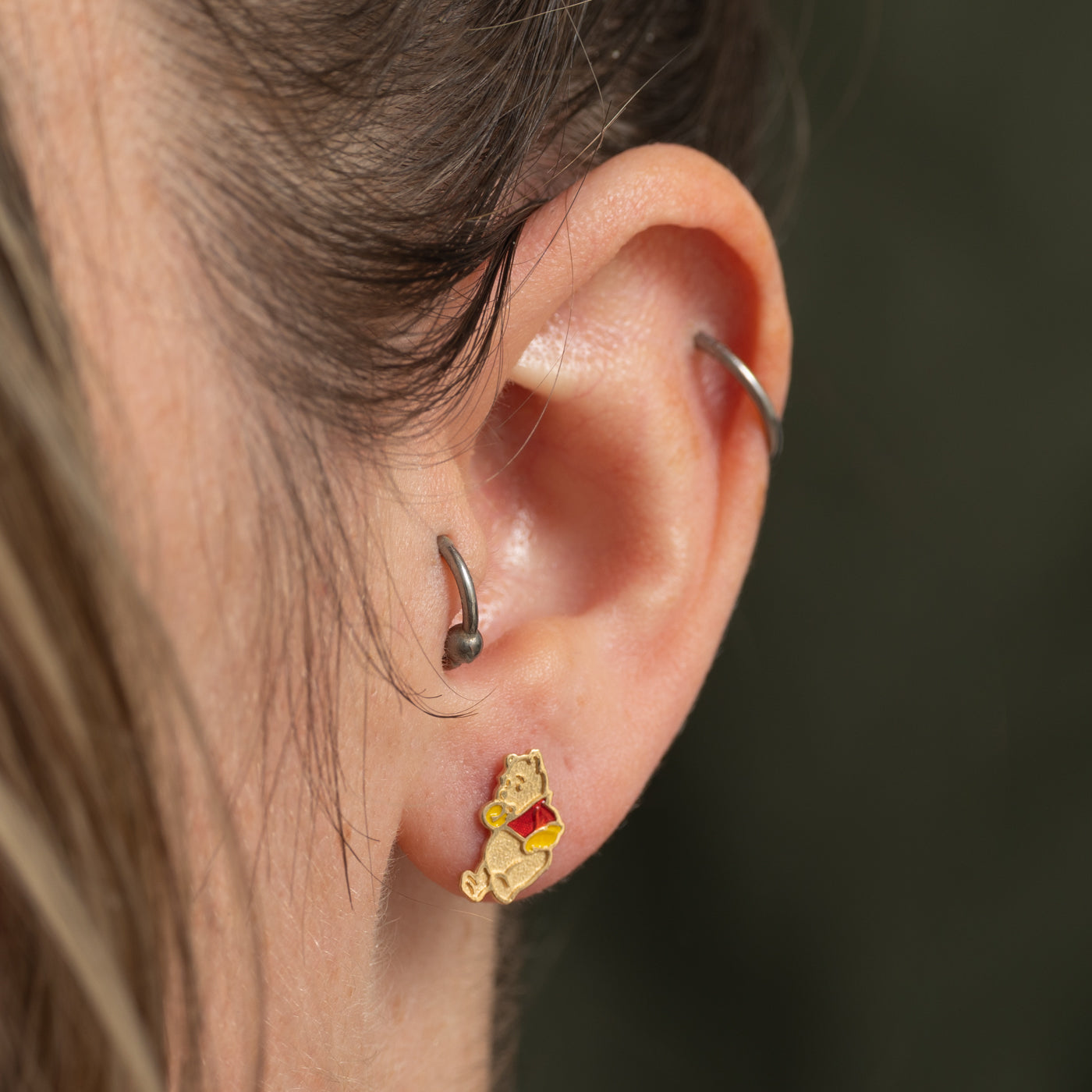 10K Winnie the Pooh Stud Earrings